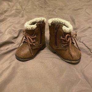 Baby girl size 2 brown boots, hard bottoms